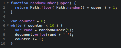 while loop with a random number generator function